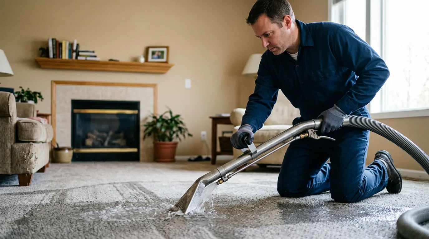 Water damage restoration technician working near Essex, MA